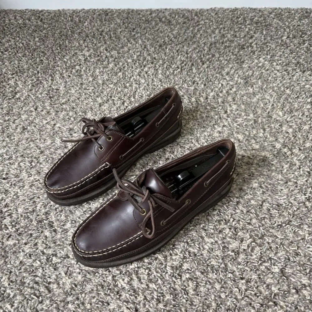 VTG Bass Shoes Mens 9.5 M Brown Leather Boat Deck Casual Moc Toe Loafers